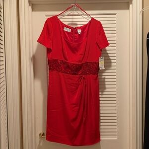 Red Cocktail Dress with Sequin Detail